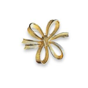Monet Bow Goldtone Brooch Pin